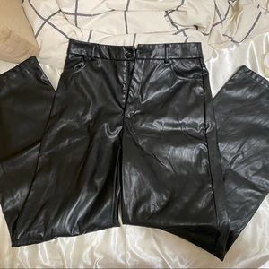 Straight leg leather pants
